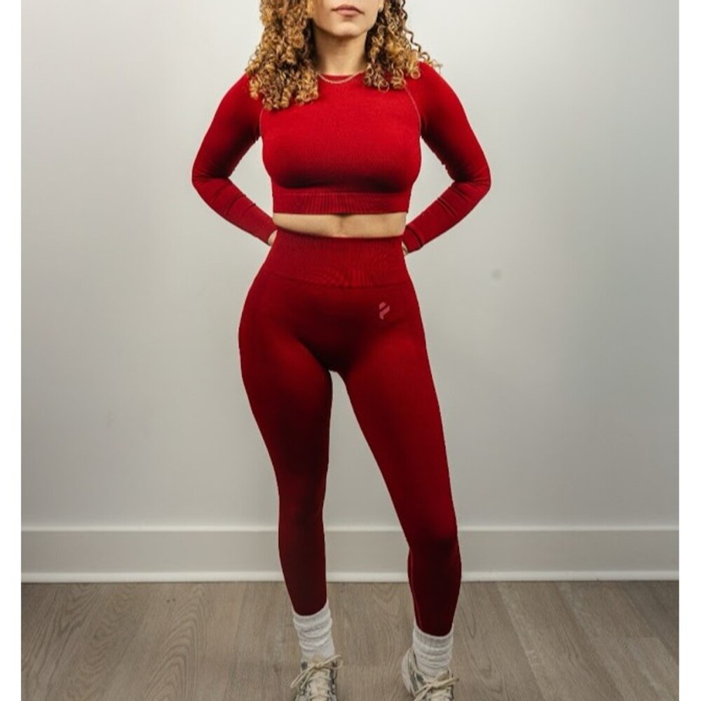PHERO MOVEMENT Snatched Leggings Scarlet Red High Waisted Scrunch Seamless